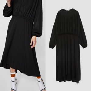 NWT Zara black essential midi stretch dress